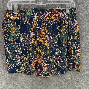 Beeson River Shorts Women L Large Blue Floral Lined Pull On Hot Pants Casual